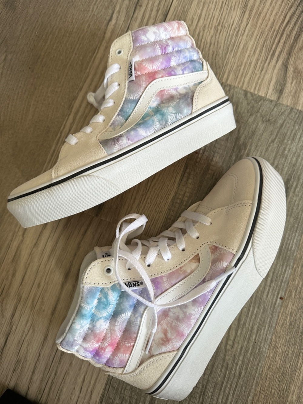 Vans Fillmore Sk8-Hi pink blue‎ hearts Tie-Dye High-Top Sneakers missy size 5